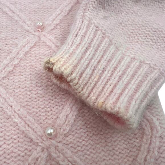 Dana Scott Womens Vintage Pink Pearl Lambswool Rabbit Hair Coquette Sweater Sz M - Picture 4 of 14